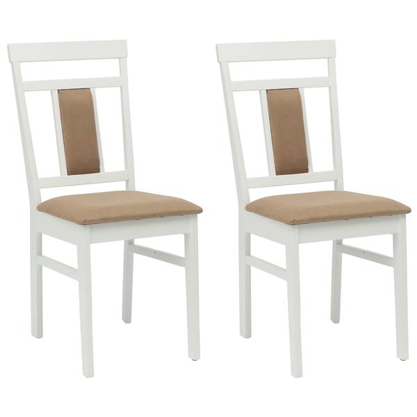 Grote foto vidaxl eetkamerstoel 2 pcs wit en bruin massief rubberhout huis en inrichting stoelen