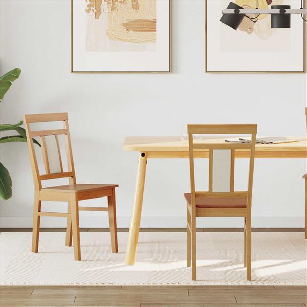 Grote foto vidaxl eetkamerstoel 2 pcs naturel massief rubberhout huis en inrichting stoelen