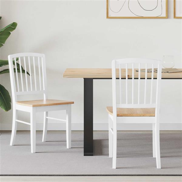 Grote foto vidaxl eettafelstoelen 2 pcs wit 50 x 52 5 x 91 cm massief rubberhout huis en inrichting stoelen