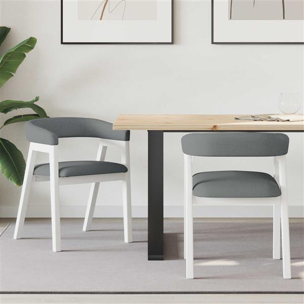 Grote foto vidaxl eettafelstoelen 2 pcs wit 54 x 57 x 73 cm massief rubberhout huis en inrichting stoelen