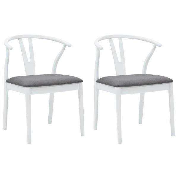 Grote foto vidaxl eetkamerstoel 2 pcs wit en grijs massief rubberhout huis en inrichting stoelen