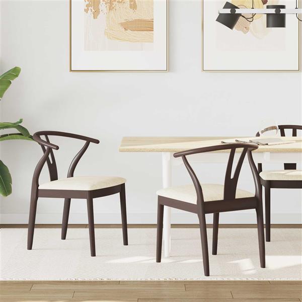 Grote foto vidaxl eetkamerstoel 2 pcs lichtbruin en licht massief rubberhout huis en inrichting stoelen