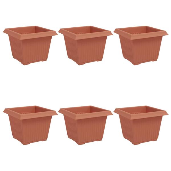 Grote foto vidaxl vierkante bloempot 6 pcs baksteenrood 23 x 23 x 17 5 cm tuin en terras overige tuin en terras