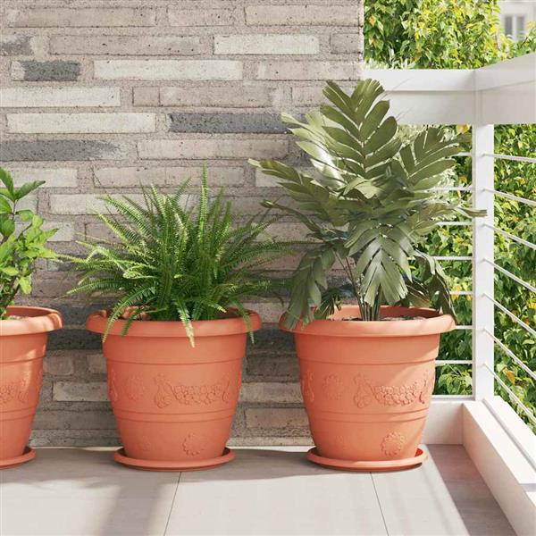 Grote foto vidaxl ronde bloemenschalen 24 pcs baksteenrood 27 x 2 5 cm tuin en terras overige tuin en terras