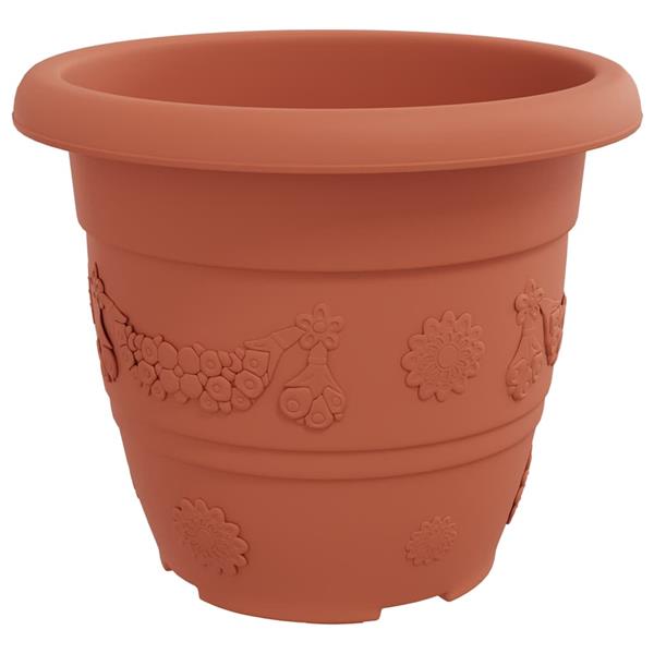 Grote foto vidaxl ronde bloempot 24 pcs baksteenrood 26 x 21.5 cm kunststof tuin en terras overige tuin en terras