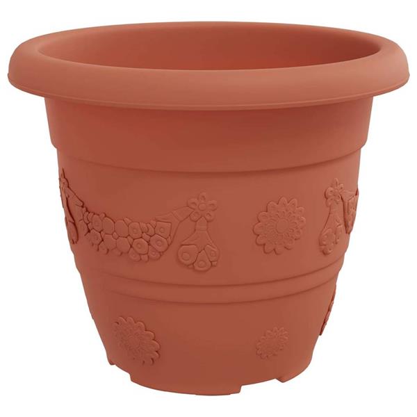 Grote foto vidaxl ronde bloempot 24 pcs baksteenrood 26 x 21.5 cm kunststof tuin en terras overige tuin en terras