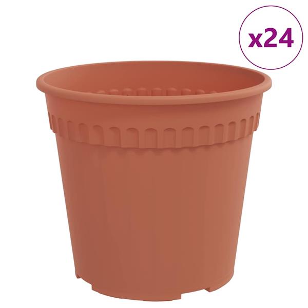 Grote foto vidaxl ronde bloempot 24 pcs baksteenrood 17 x 14 cm kunststof tuin en terras overige tuin en terras