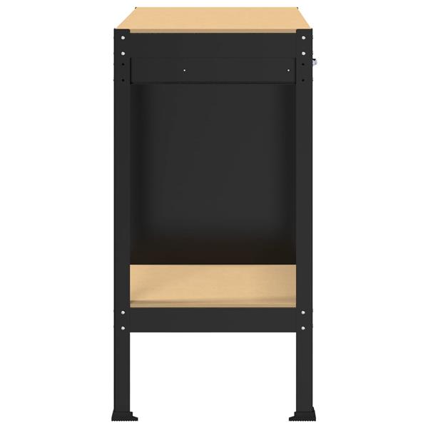 Grote foto vidaxl werkbanken met lade met slot zwart 90 x 49 x 91 cm bewerkt hout doe het zelf en verbouw werkbanken