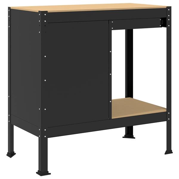 Grote foto vidaxl werkbanken met lade met slot zwart 90 x 49 x 91 cm bewerkt hout doe het zelf en verbouw werkbanken
