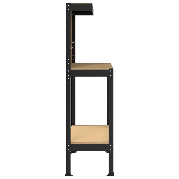 Grote foto vidaxl werkbanken met plank zwart 81 x 41 x 145 cm bewerkt hout doe het zelf en verbouw werkbanken