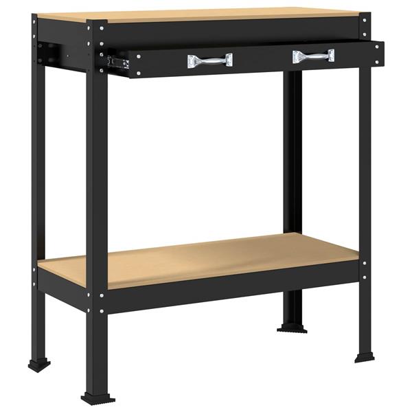 Grote foto vidaxl werkbanken met lade zwart 80 x 40 x 91 cm bewerkt hout doe het zelf en verbouw werkbanken