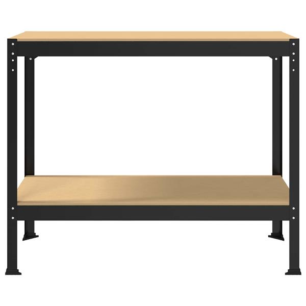 Grote foto vidaxl werkbanken met plank zwart 115 x 55 x 91 cm bewerkt hout doe het zelf en verbouw werkbanken