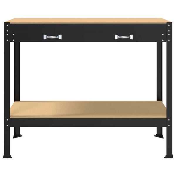 Grote foto vidaxl werkbanken met lade zwart 114 x 54 x 91 cm bewerkt hout doe het zelf en verbouw werkbanken