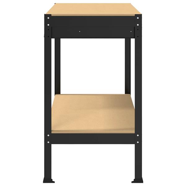 Grote foto vidaxl werkbanken met lade zwart 114 x 54 x 91 cm bewerkt hout doe het zelf en verbouw werkbanken