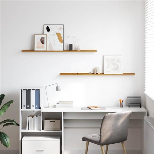 Grote foto vidaxl wandplank met plank 2 pcs beige 115 x 9 x 3 cm bewerkt hout huis en inrichting woningdecoratie