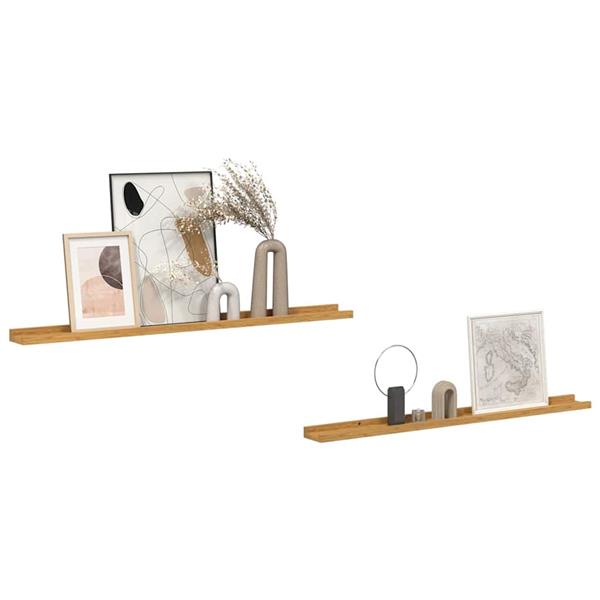 Grote foto vidaxl wandplank met plank 2 pcs beige 100 x 9 x 3 cm bewerkt hout huis en inrichting woningdecoratie