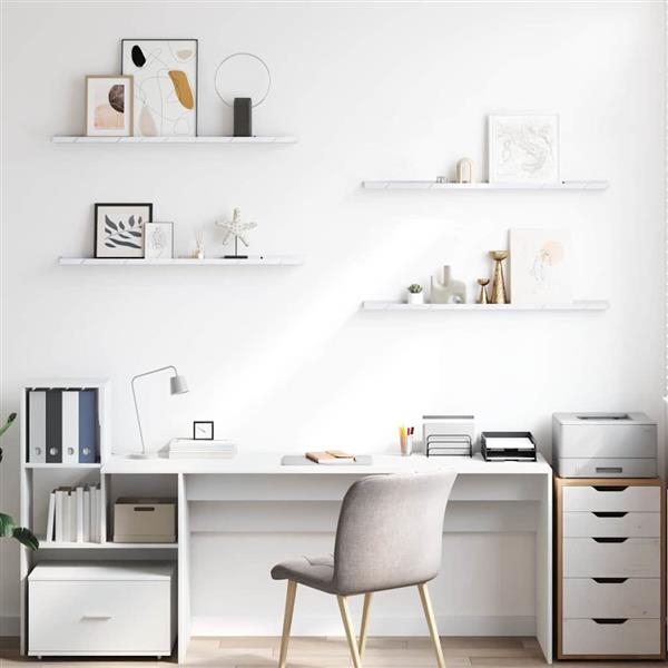 Grote foto vidaxl wandplank 4 pcs wit marmer 100 x 9 x 3 cm bewerkt hout huis en inrichting woningdecoratie