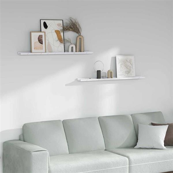 Grote foto vidaxl wandplank 2 pcs wit marmer 100 x 9 x 3 cm bewerkt hout huis en inrichting woningdecoratie