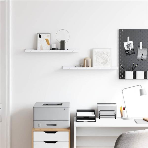 Grote foto vidaxl wandplank met plank 2 pcs wit marmer 60 x 9 x 3 cm bewerkt hout huis en inrichting woningdecoratie