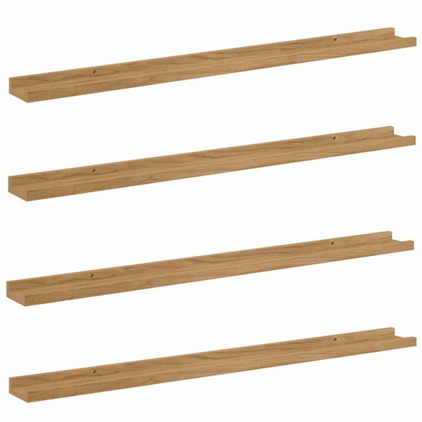 Grote foto vidaxl wandplank met plank 4 pcs bruin 100 x 9 x 3 cm bewerkt hout huis en inrichting woningdecoratie