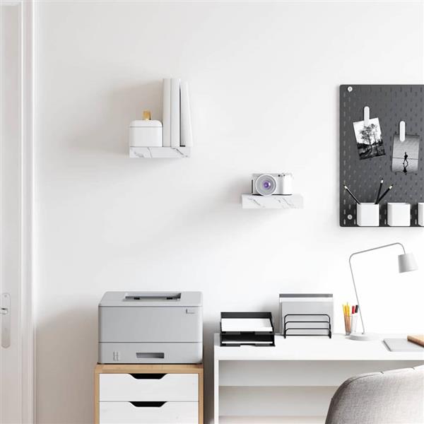 Grote foto vidaxl wandplank 2 pcs wit marmer 23 x 23 5 x 4 cm bewerkt hout huis en inrichting woningdecoratie