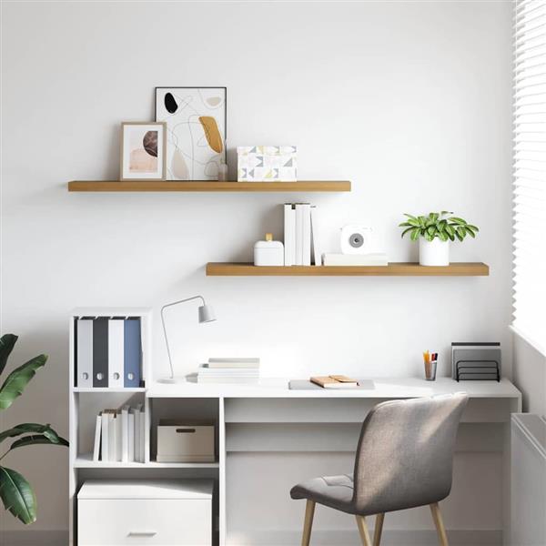 Grote foto vidaxl wandplank met opslag 2 pcs bruin 120 x 23 5 x 4 cm bewerkt hout huis en inrichting woningdecoratie