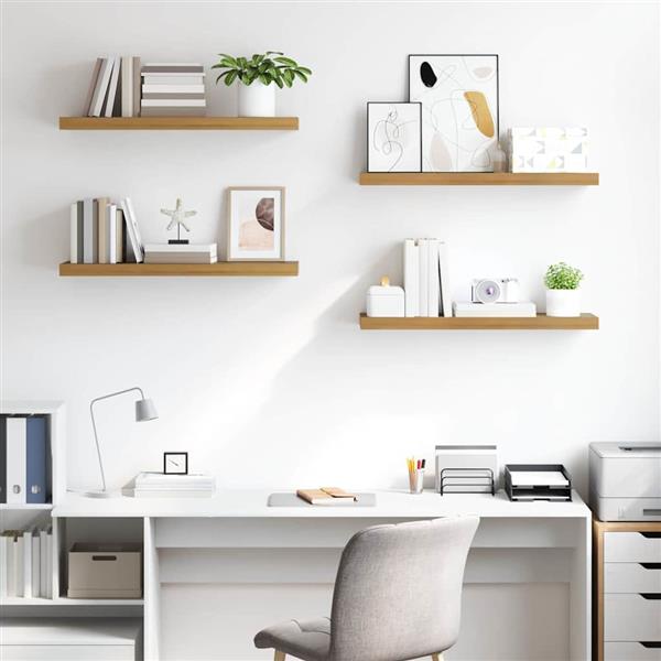 Grote foto vidaxl wandplank met opslag 4 pcs bruin 90 x 23 5 x 4 cm bewerkt hout huis en inrichting woningdecoratie