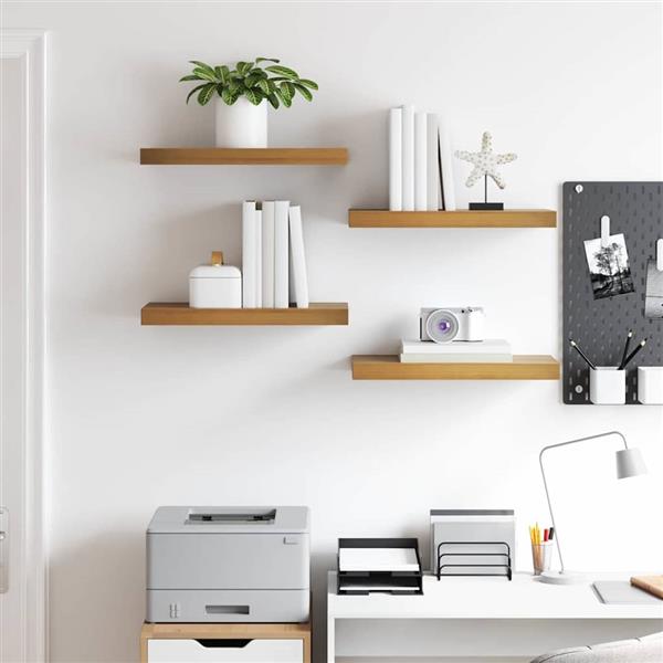 Grote foto vidaxl wandplank met opslag 4 pcs bruin 50 x 23 x 4 cm bewerkt hout huis en inrichting woningdecoratie