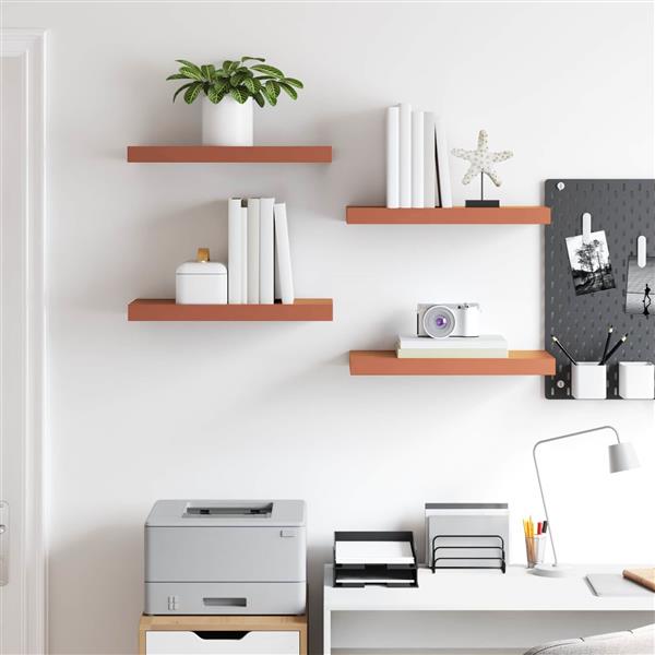 Grote foto vidaxl wandplank wandgemonteerd 4 pcs rood 50 x 23 x 4 cm bewerkt hout huis en inrichting woningdecoratie