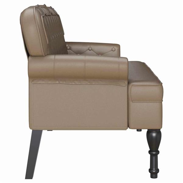 Grote foto vidaxl chesterfield bank cappuccino 119 5 x 64 5 x 75 cm nep leer huis en inrichting overige huis en inrichting