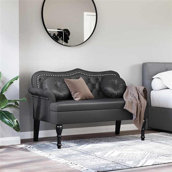 Grote foto vidaxl chesterfield bank met kussen zwart 120 5 x 65 x 75 cm nep leer huis en inrichting overige huis en inrichting