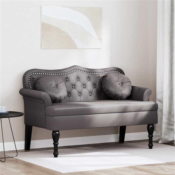 Grote foto vidaxl chesterfield bank met kussen grijs 120 5 x 65 x 75 cm nep leer huis en inrichting overige huis en inrichting