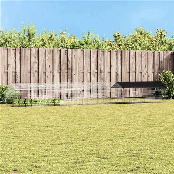 Grote foto vidaxl konijnenkooi zilver 400 x 78 x 78 cm gegalvaniseerd staal dieren en toebehoren hokken en kooien