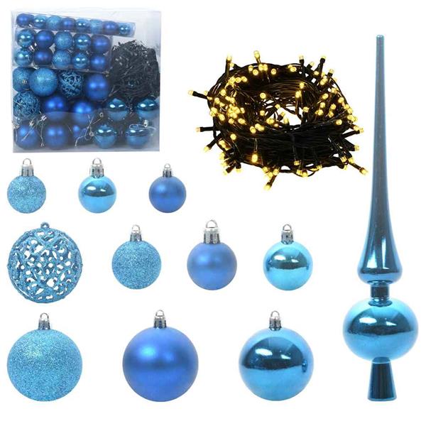 Grote foto vidaxl kerstbal set met 300 led 120 pcs blauw kunststof diversen overige diversen