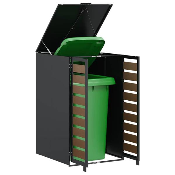 Grote foto vidaxl afvalcontaineropslag met gasliftdeksel voor 240l container tuin en terras overige tuin en terras