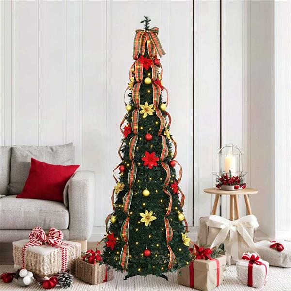 Grote foto vidaxl kunstkerstboom met 150 led met standaard groen 185 cm pvc diversen overige diversen