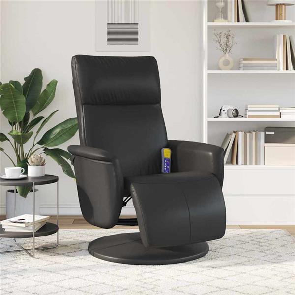 Grote foto vidaxl massage recliner stoel zwart 71 x 90 x 105 cm nep leer huis en inrichting stoelen