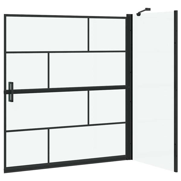 Grote foto vidaxl bad douchescreen zwart en transparant 116 x 68 x 128 cm doe het zelf en verbouw sanitair