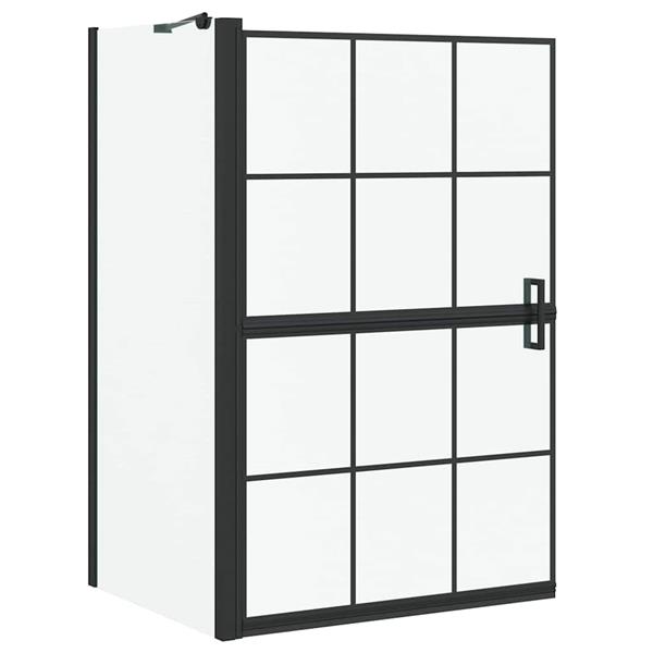 Grote foto vidaxl bad douchescreen zwart en transparant 116 x 68 x 128 cm doe het zelf en verbouw sanitair