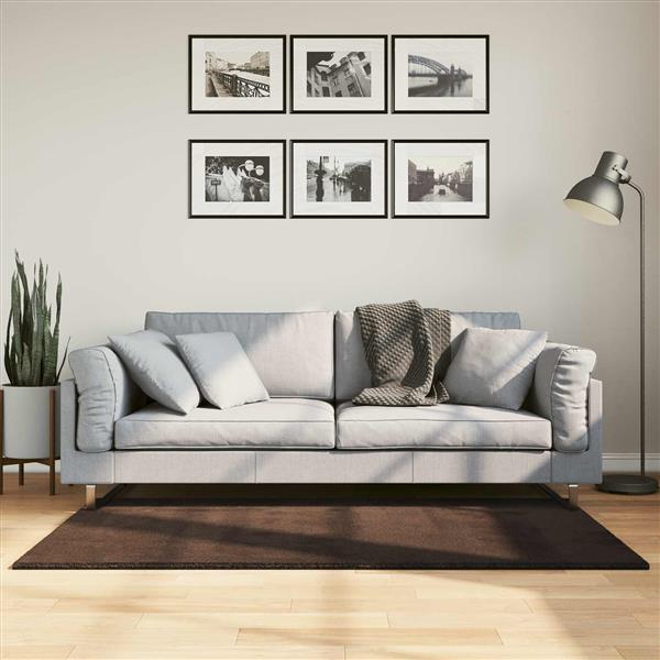 Grote foto vidaxl vloerkleden rechthoekig huarte bruin 150 x 80 cm polyester huis en inrichting vloerbedekking en kleden