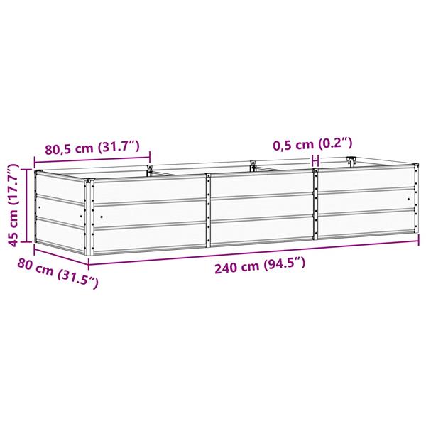 Grote foto vidaxl plantenbak groen 240 x 80 x 45 cm staal tuin en terras overige tuin en terras