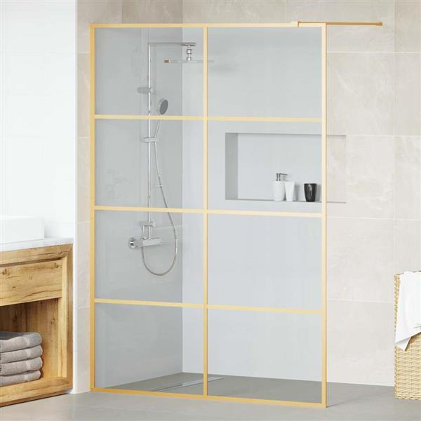 Grote foto vidaxl inloop douche wand goud 140 x 195 cm gehard glas huis en inrichting complete badkamers