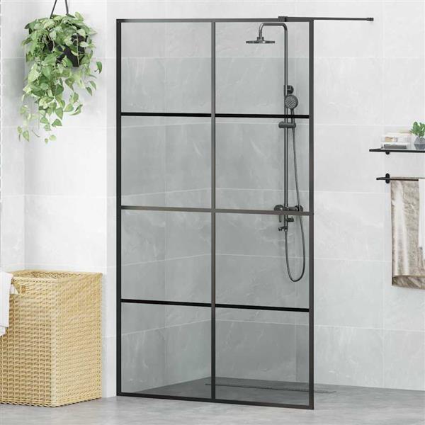 Grote foto vidaxl inloop douche wand zwart 115 x 195 cm gehard glas huis en inrichting complete badkamers