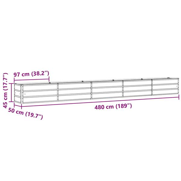 Grote foto vidaxl plantenbak antraciet 480 x 50 x 45 cm gegalvaniseerd staal tuin en terras overige tuin en terras