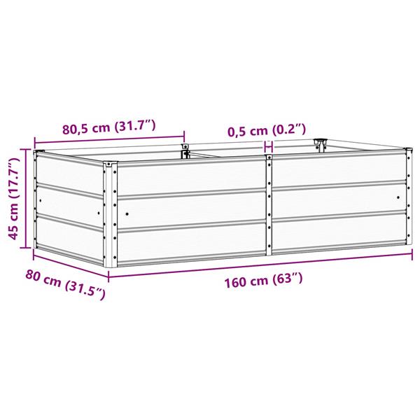 Grote foto vidaxl plantenbak antraciet 160 x 80 x 45 cm staal tuin en terras overige tuin en terras