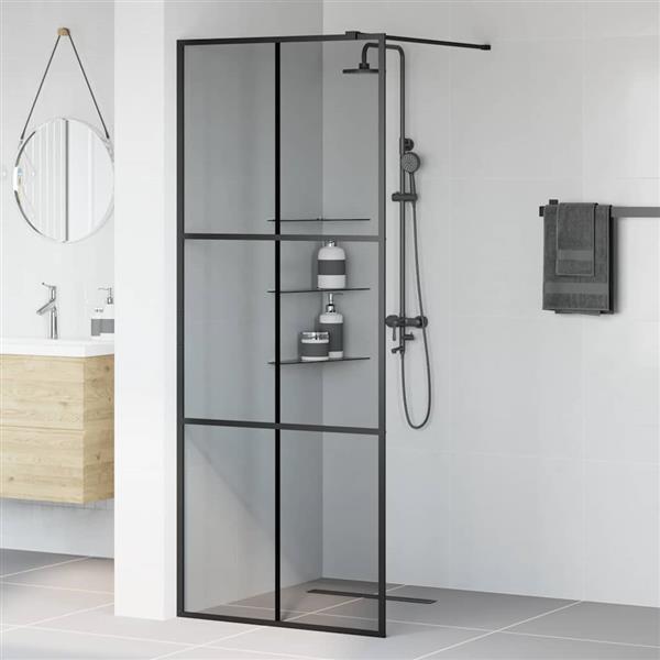 Grote foto vidaxl inloop douche wand zwart 80 x 195 cm gehard glas huis en inrichting complete badkamers