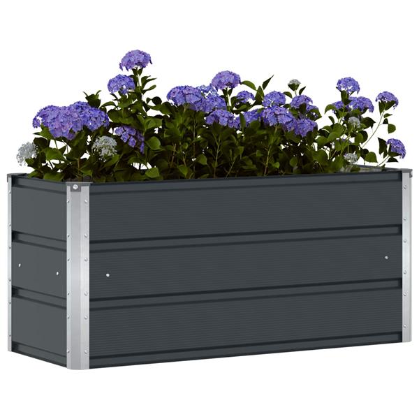 Grote foto vidaxl plantenbak antraciet 100 x 40 x 45 cm staal tuin en terras overige tuin en terras