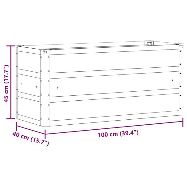 Grote foto vidaxl plantenbak antraciet 100 x 40 x 45 cm staal tuin en terras overige tuin en terras