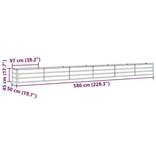 Grote foto vidaxl plantenbak ivoor 480 x 50 x 45 cm gegalvaniseerd staal tuin en terras overige tuin en terras