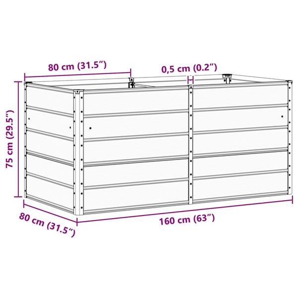 Grote foto vidaxl plantenbak ivoor 160 x 80 x 75 cm staal tuin en terras overige tuin en terras